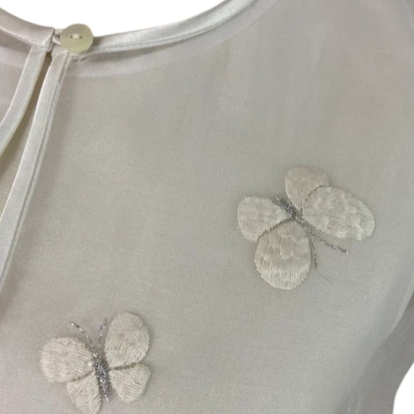 Sheer White Delicate Topper/Blazer Embroidered Butterfly Details Fairycore Sz 6 - Picture 5 of 12